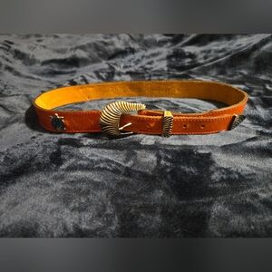 Full Grade Cowhide Levi's Orange Belt with Gold Accents Vintage Style